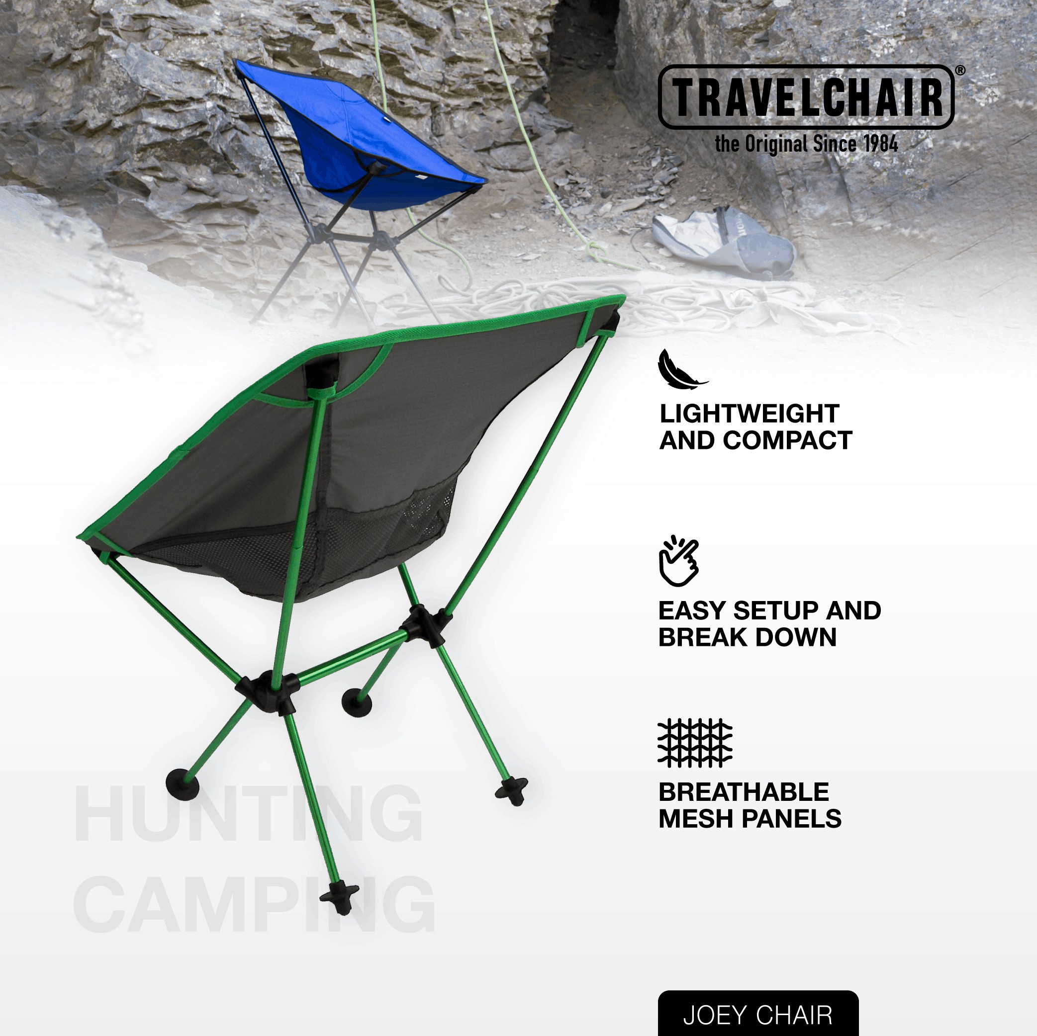 NEW Travel Chair Joey Ultralight Aluminum Folding Camp Seat w/Bag 7789 Black 